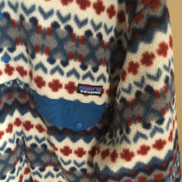 Patagonia printed Syncihlla aztec cliff underwater blue snap-t fleece - Picture 6 of 8